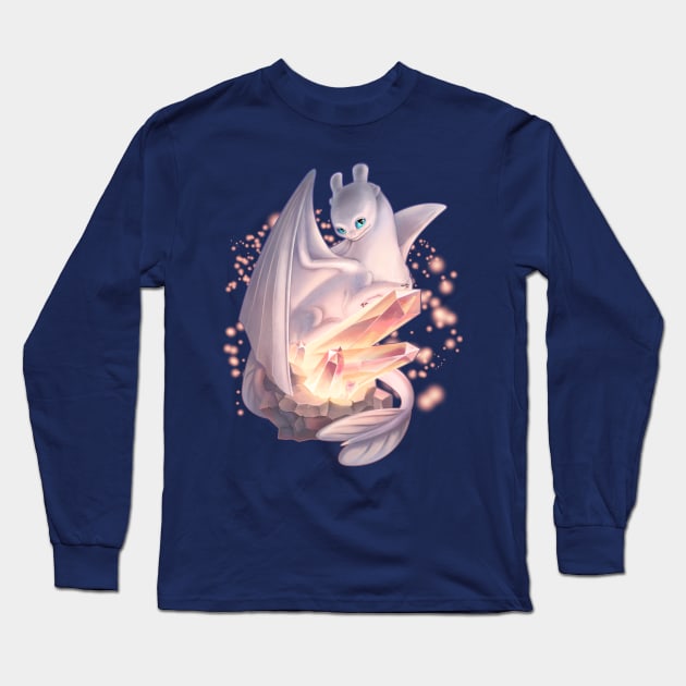 Light Fury & Magic Crystals (How to Train Your Dragon 3) Long Sleeve T-Shirt by Fine_Design